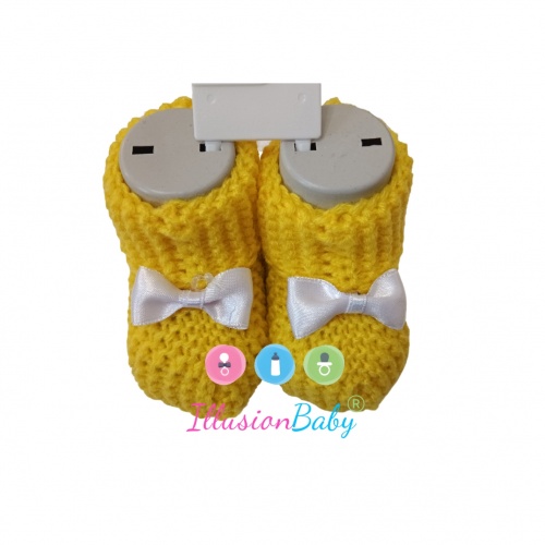 Knitted yellow booties