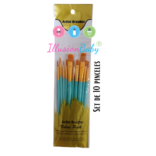 Set de 10 pinceles, el color puede variar