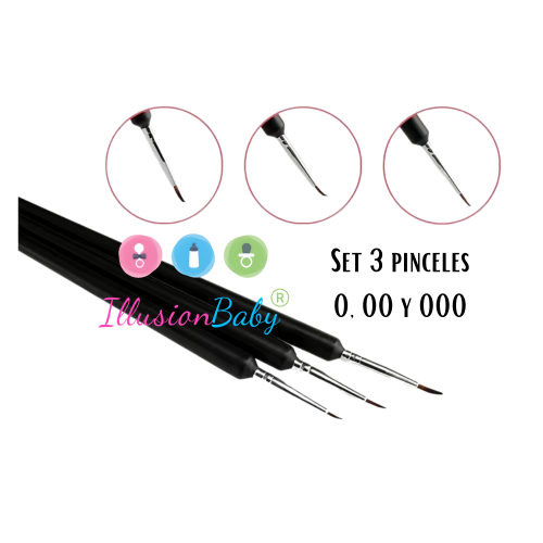 Set of fine brushes 0, 00 and 000