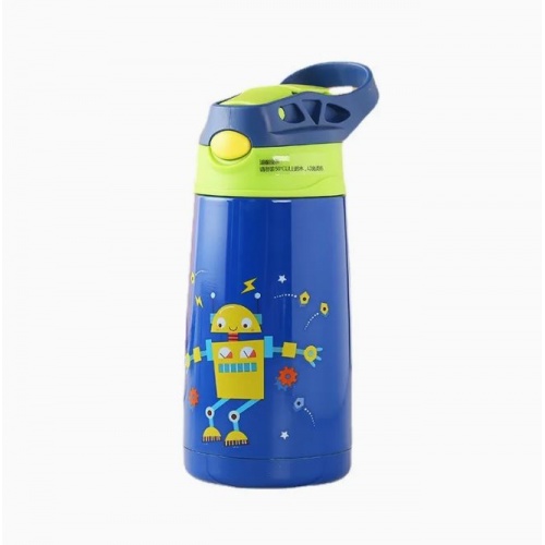 Botella Térmica Infantil Robot Espacial | Azul y Verde Lima