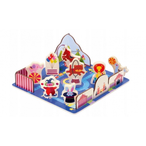 Puzzle 3D de Madera del Circo con Figuras de Animales...