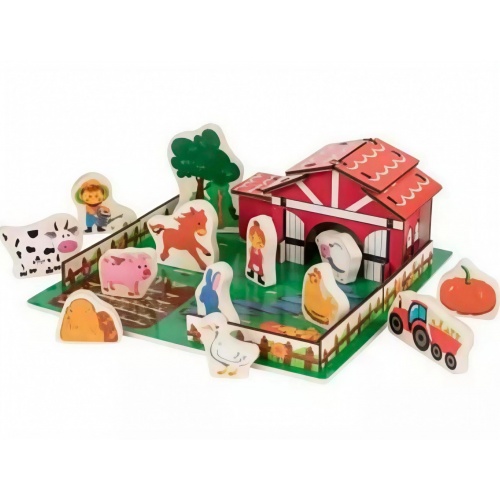 Set de Juego de Madera Granja Educativa con Figuras de...