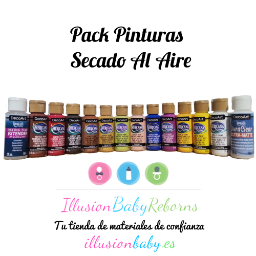 American Air Dry Paints Pack 14ud x 59ml for Reborn